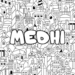 Coloración del nombre MEDHI - decorado ciudad