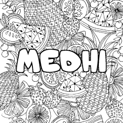 Coloración del nombre MEDHI - decorado mandala de frutas