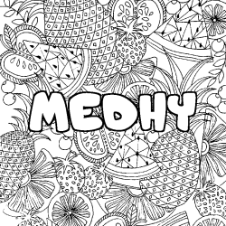 Coloración del nombre MEDHY - decorado mandala de frutas