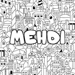 Coloración del nombre MEHDI - decorado ciudad