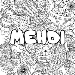 Coloración del nombre MEHDI - decorado mandala de frutas