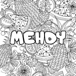 Coloración del nombre MEHDY - decorado mandala de frutas