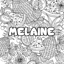 Coloración del nombre MELAINE - decorado mandala de frutas