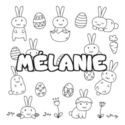 Coloración del nombre MÉLANIE - decorado Pascua