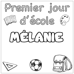 Coloración del nombre MÉLANIE - decorado primer día de escuela