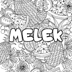 Coloración del nombre MELEK - decorado mandala de frutas