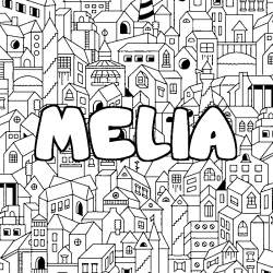 Coloración del nombre MELIA - decorado ciudad