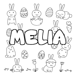 Coloración del nombre MELIA - decorado Pascua