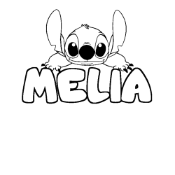 Coloración del nombre MELIA - decorado Stitch