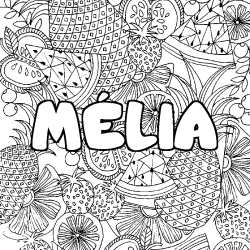 Coloración del nombre MÉLIA - decorado mandala de frutas