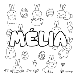 Coloración del nombre MÉLIA - decorado Pascua