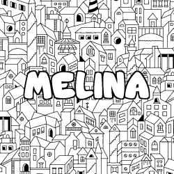 Coloración del nombre MELINA - decorado ciudad