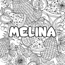 Coloración del nombre MELINA - decorado mandala de frutas