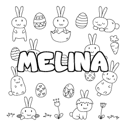 Coloración del nombre MELINA - decorado Pascua