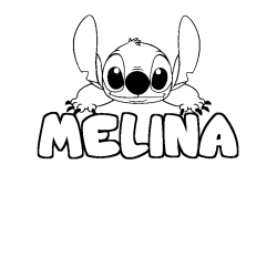 Coloración del nombre MELINA - decorado Stitch