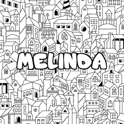 Coloración del nombre MELINDA - decorado ciudad