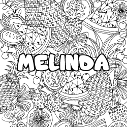 Coloración del nombre MELINDA - decorado mandala de frutas