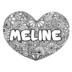 Coloración del nombre MELINE - decorado mandala de corazón