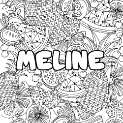 Coloración del nombre MELINE - decorado mandala de frutas