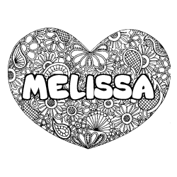 Coloración del nombre MELISSA - decorado mandala de corazón