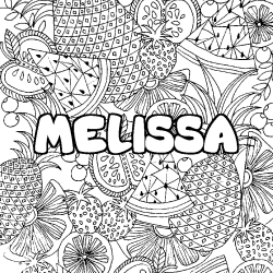 Coloración del nombre MELISSA - decorado mandala de frutas