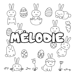 Coloración del nombre MÉLODIE - decorado Pascua