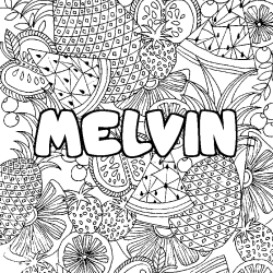 Coloración del nombre MELVIN - decorado mandala de frutas