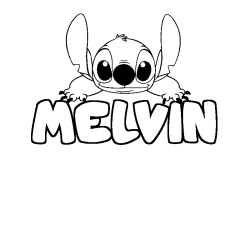 Coloración del nombre MELVIN - decorado Stitch