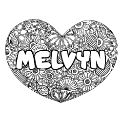 Coloración del nombre MELVYN - decorado mandala de corazón