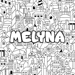 Coloración del nombre MELYNA - decorado ciudad