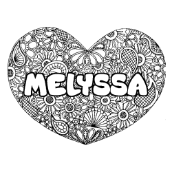 Coloración del nombre MELYSSA - decorado mandala de corazón