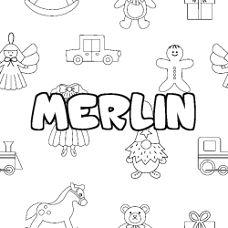 Coloración del nombre MERLIN - decorado juguetes