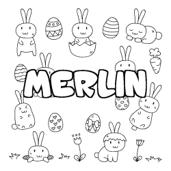 Coloración del nombre MERLIN - decorado Pascua