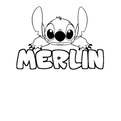 Coloración del nombre MERLIN - decorado Stitch