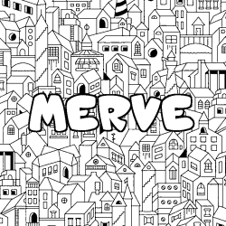 Coloración del nombre MERVE - decorado ciudad