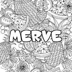 Coloración del nombre MERVE - decorado mandala de frutas