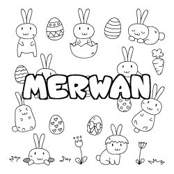 Coloración del nombre MERWAN - decorado Pascua