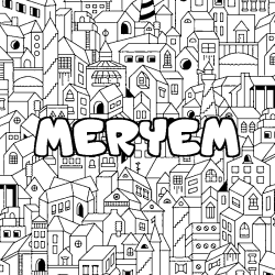 Coloración del nombre MERYEM - decorado ciudad