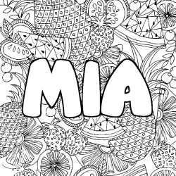 Coloración del nombre MIA - decorado mandala de frutas