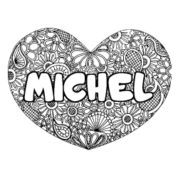 Coloración del nombre MICHEL - decorado mandala de corazón