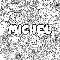 Coloración del nombre MICHEL - decorado mandala de frutas