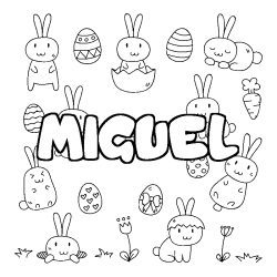 Coloración del nombre MIGUEL - decorado Pascua