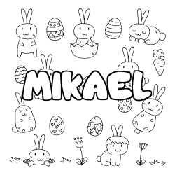 Coloración del nombre MIKAEL - decorado Pascua