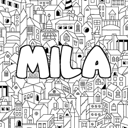 Coloración del nombre MILA - decorado ciudad