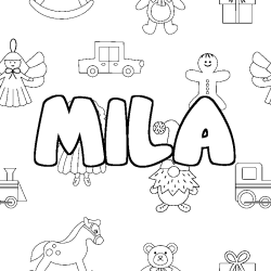 Coloración del nombre MILA - decorado juguetes