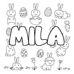 Coloración del nombre MILA - decorado Pascua