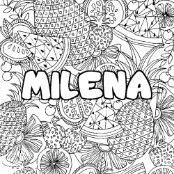 Coloración del nombre MILENA - decorado mandala de frutas