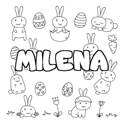 Coloración del nombre MILENA - decorado Pascua