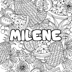 Coloración del nombre MILENE - decorado mandala de frutas