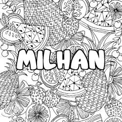 Coloración del nombre MILHAN - decorado mandala de frutas